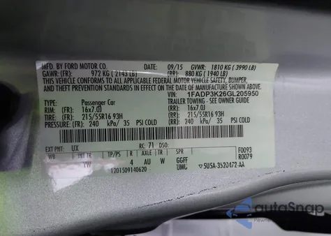 2016 Ford Focus Se из США, поврежденный, VIN 1FADP3K26GL205950